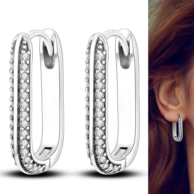 925 Sterling Silver Love Feather Moon Star Heart Earrings Fit Original Charms Hoop for Women Girls Stud Earring Jewelry Gifts