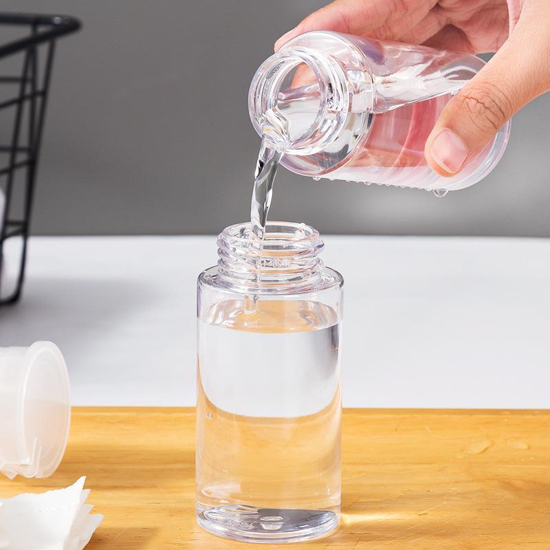 2pcs Portable Press Pump Dispenser Bottle - 3.38oz/6.76oz, Clear Plastic, Suitable for Nail Polish Remover and Makeup Remover