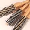 4 Style Wood Handle Round Rolling Brush Straight Twill Hair Comb Boar Bristle Round Barrel Hair Curling Brush Hairdressing Tool