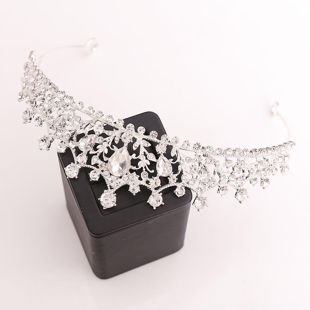 Bridal Wedding Tiara Crown Full Rhinestones Luxurious Style Headpiece for Stage Performance School Ball