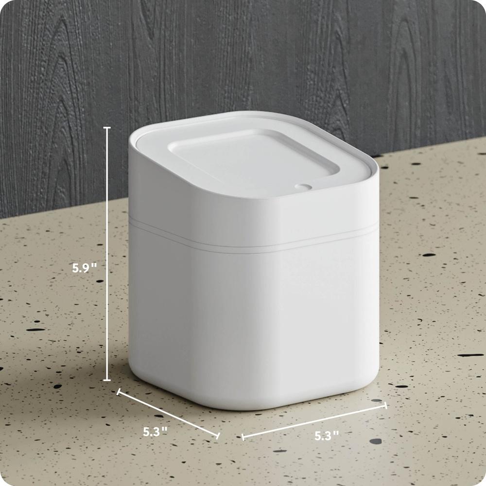 Compact Mini Trash Can Wastebasket Indoor Office Round Design Push-Top Closure Lightweight 2L Capacity Ideal Bathroom Car Craft
