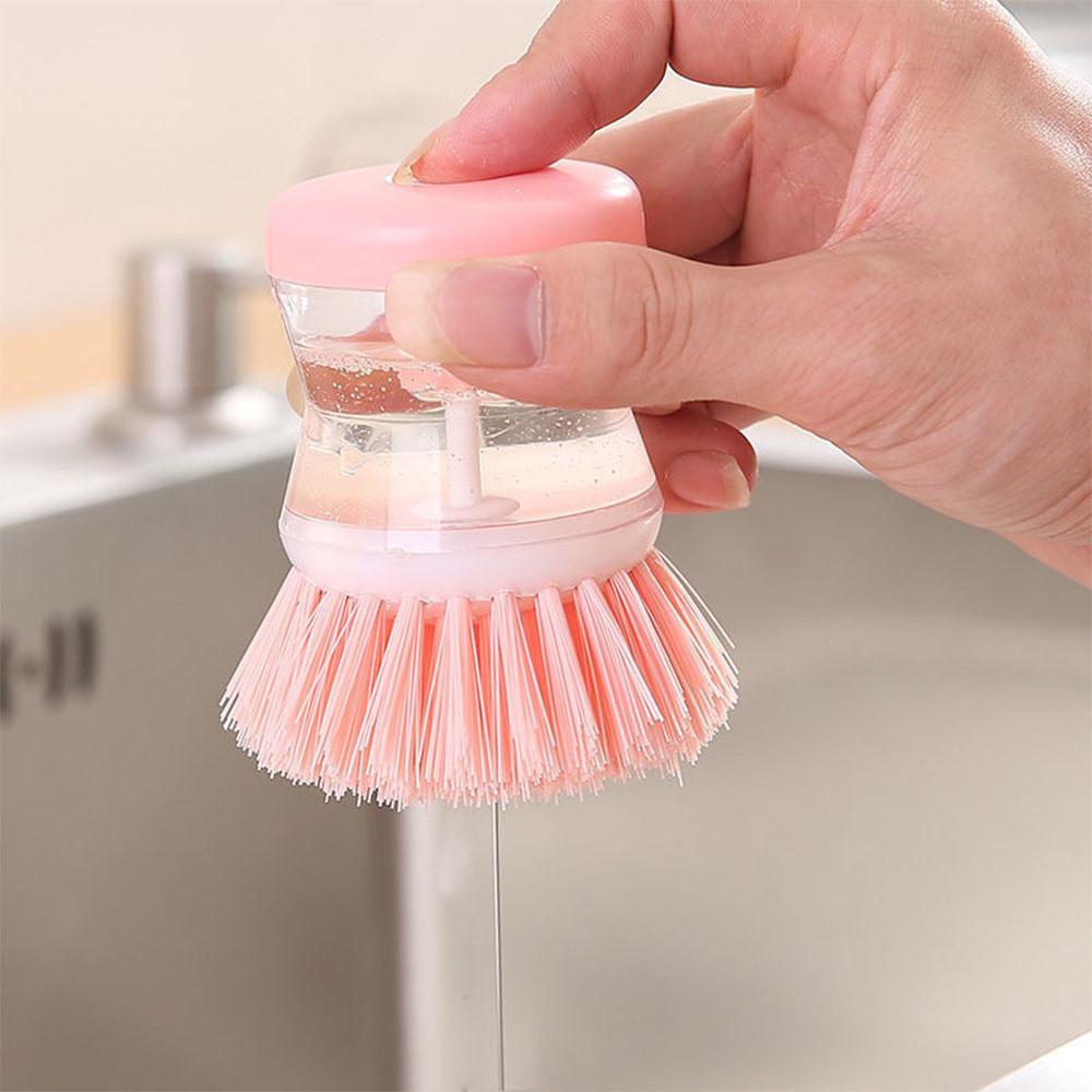 Brosse à vaisselle automatique créative avec tasse de stockage de liquide vaisselle, brosses de nettoyage en plastique pour chaudière de cuisine