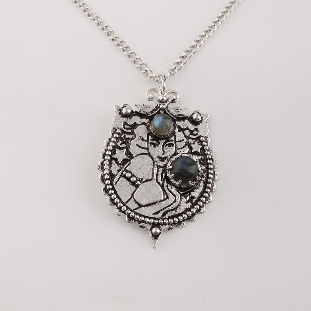Natural Labradorite Gemstone 925 Sterling Silver Handmade Jewelry Pretty Necklace Pendant 1.9" For Women CP-44-32