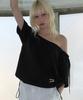 Lense Drawstring Off Shoulder Tee Black