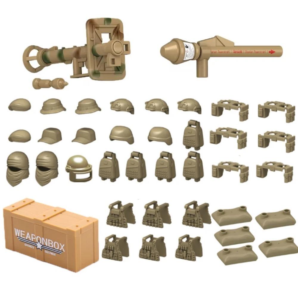 WWII Building Blocks Military Weapons Police Soldier Figure Accessories Model Brick Gun Cannon Launcher Bunker Outpost Toy X017