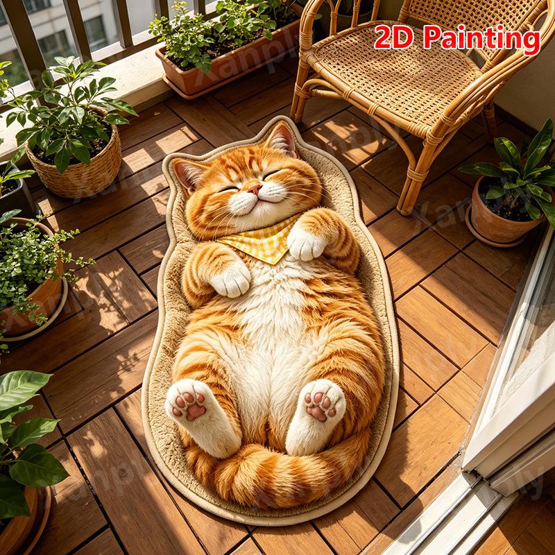 Imitation Cashmere Cat Floor Mat Thickened Water Absorbent Non-Slip Soft Rug for Bathroom Bedroom Front Door Decor