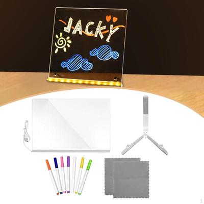 LED-Message Board Acryl Whiteboard Kreativ Löschbar mit 7 bunten Stiften für Jahrestag