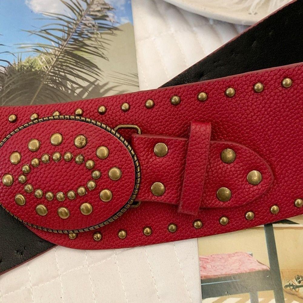 Vintage Women's Waist Belt Gothic Dress Jeans Belt Trendy Rivet Leather Belt  Streetwear