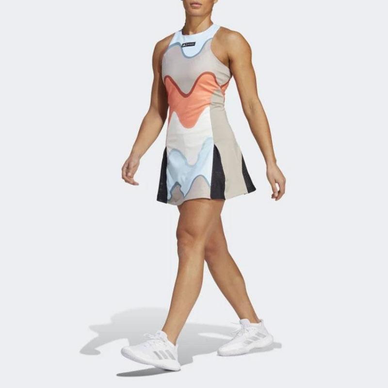 adidas Originals x Marimekko Damen Mehrfarbiges Halb-Koralle Tenniskleid HU1801