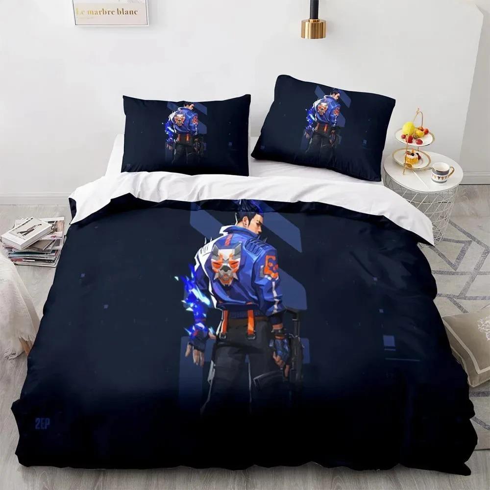 Game Valorant Neon Bedding Set Boys Girls Twin Queen Size Duvet Cover Pillowcase Bed Kids Adult Fashion Home Textileextile