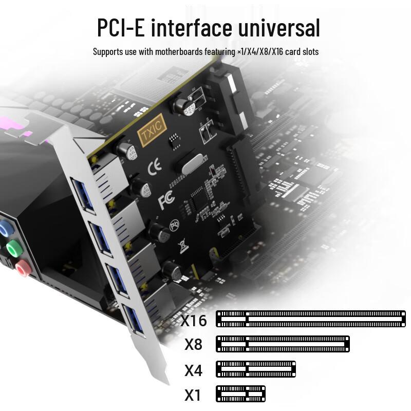 KELEPU PCIe X1 to 4-Port USB 3.0 Expansion Card with Dual Power