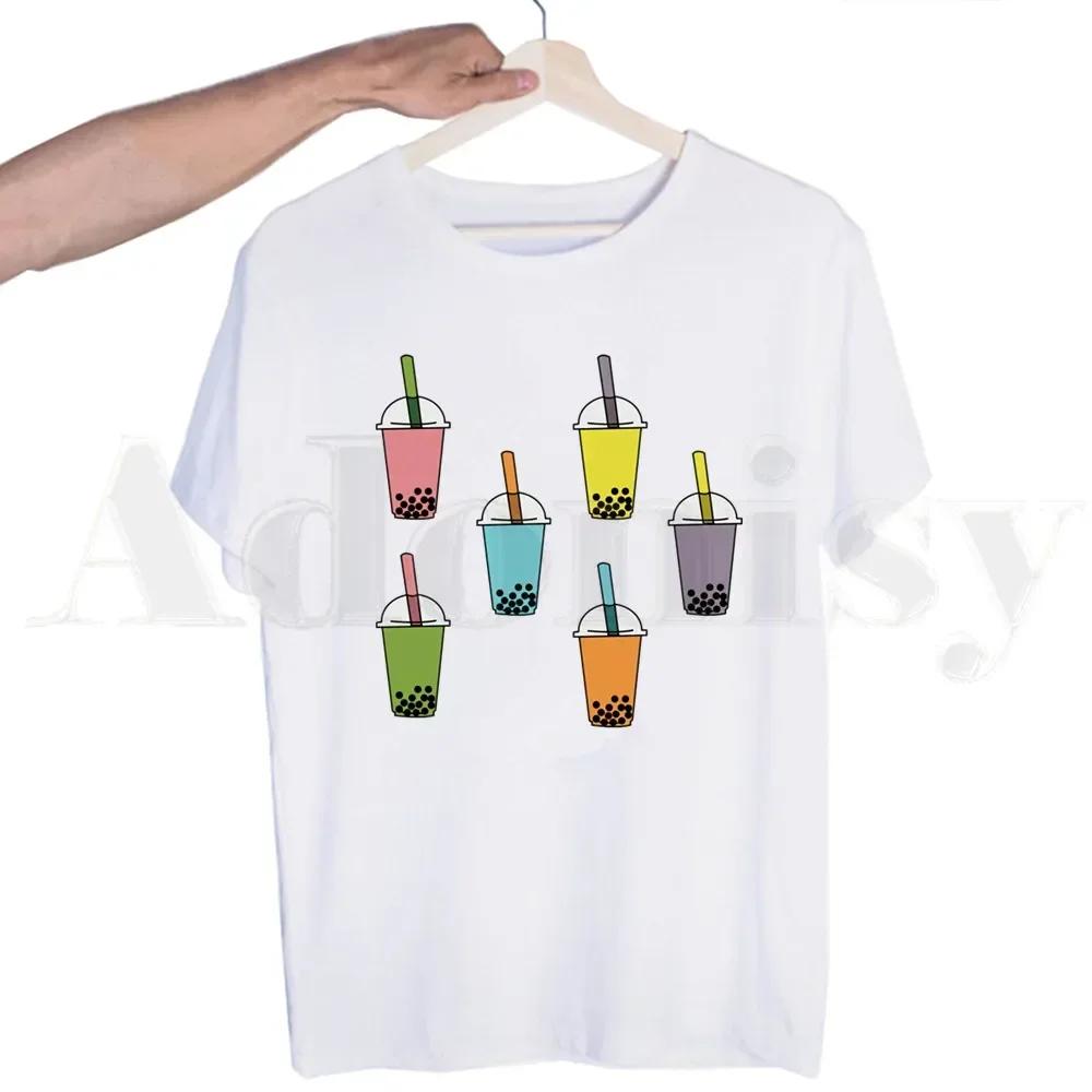 Bubble Tea Cute Cartoon Fashion Kawaii Graphic Tshirts Men Fashion Summer T-shirts Tshirt Top Tees Streetwear Harajuku Funny
