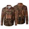 Men's 3D Print Loose Fit Long Sleeve Shirt with Lapel Collar Autumn Vintage Casual Shirt Suitable for Commuting Outdoor Festival Party Breathable Top