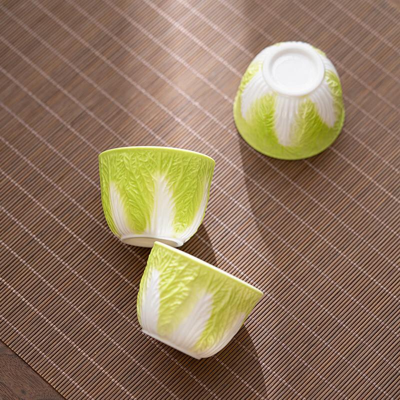 Auspicious Cabbage Ceramic Master Tea Cup Set