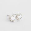 47Bag 925 Silver Natural Mother-Of-Pearl Heart Earrings / Heart