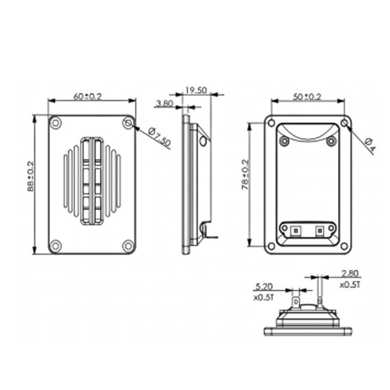 Square Aluminum Ribbon Tweeter Speaker Hifi Sound Enhances Heat Dissipation Dynamic Ranging Auditory  Loudspeaker