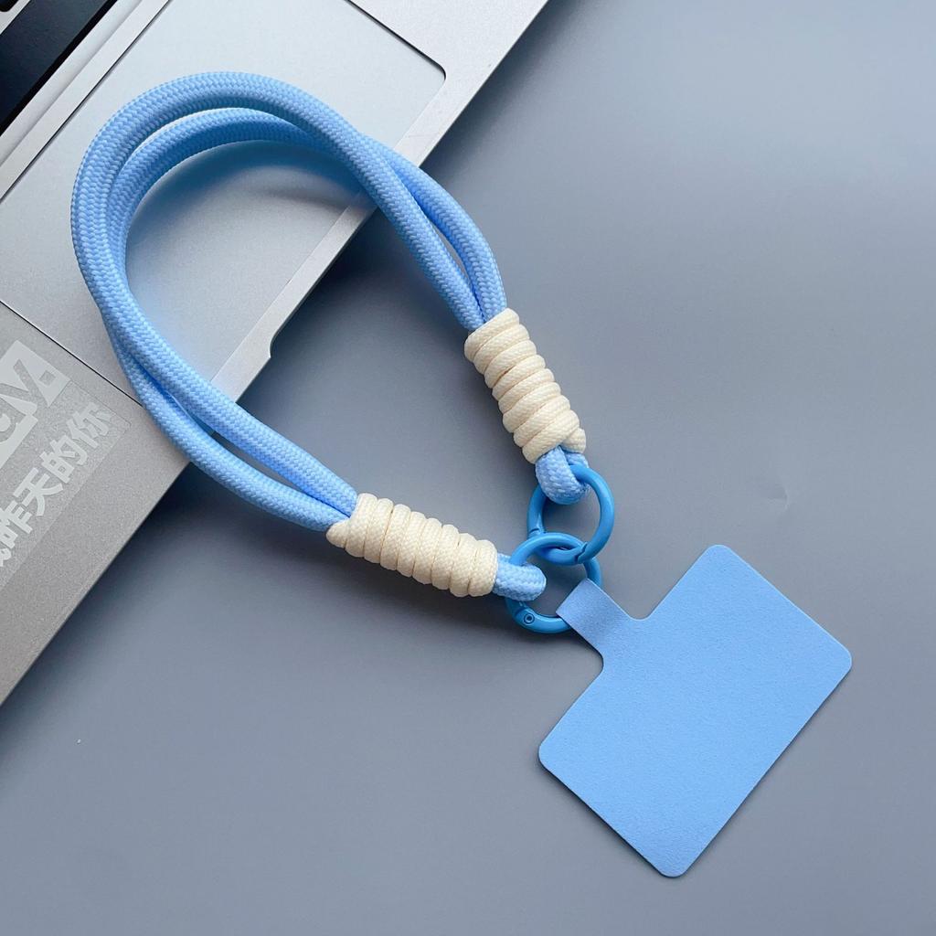 Macaron-Farbe Kurzes Handy-Lanyard Handy-Pad Doppelkopf Anti-Verlust Handgewebt Unisex Handgelenkband Kette Anhänger Lanyard