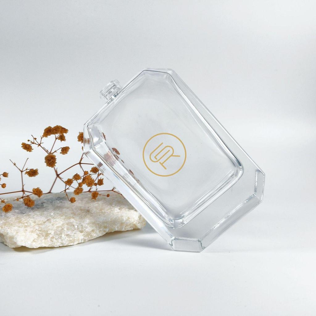 Polygonal Flat Square 100ml Perfume Snap-on Sample Bottle
