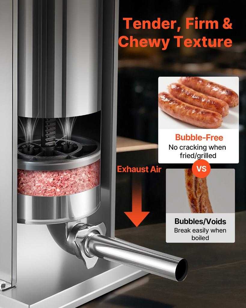 Manual Sausage Stuffer, 33 LBS / 15 L Vertical Meat Stuffer, Heavy Duty Sausage Casing Meat Stuffing Machine, Dual-Speed Stainless Steel Filler with 5