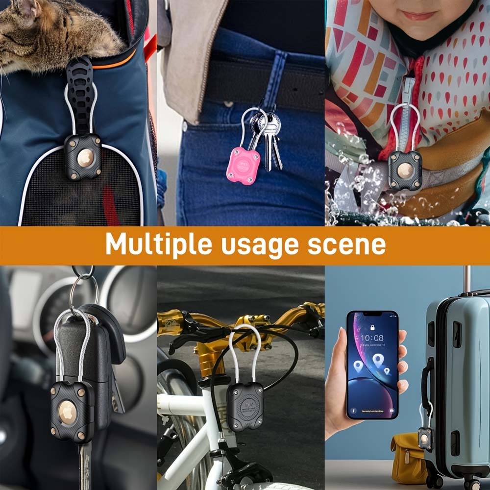 Wasserdichte AirTag Hülle Kompatibel mit Apple AirTag, Schutzhalterung mit Stahlseil für Schlüssel, Gepäck und Mehr
