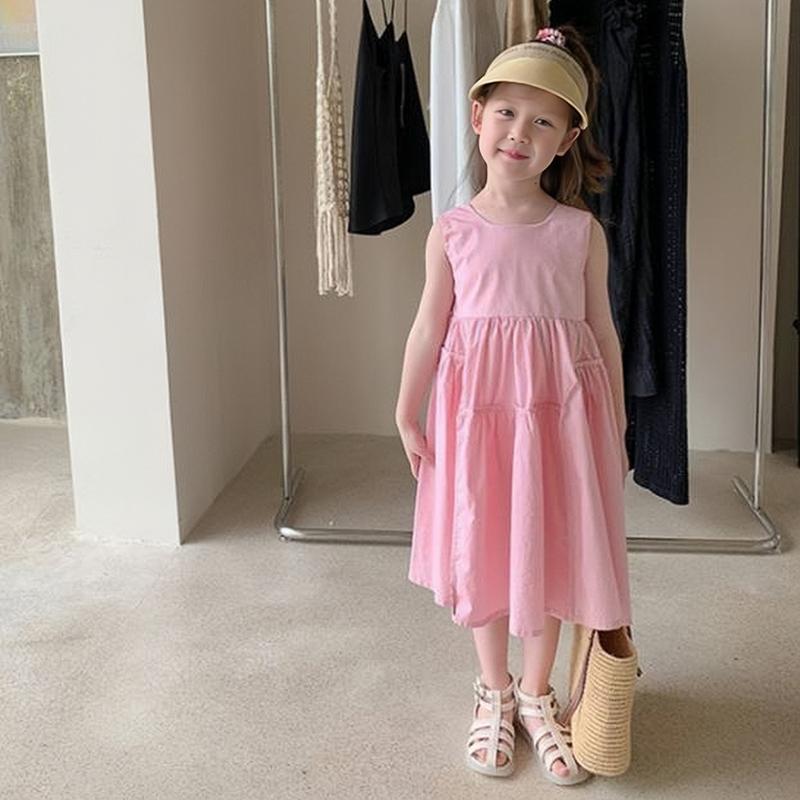 

Однотонное платье без рукавов для девочек, милое платье принцессы 9