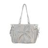 Women Wrinkled Shoulder Bag Glossy Tote Bag with Bows Large Capacity Handbag Purse for Daily Outings Street Commuting Parties Date