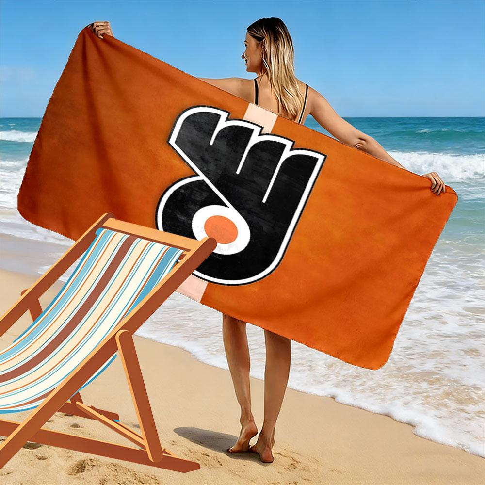 "Orange and Black Flyers Logo Design" Patterned Beach Towel Quick Dry Perfect for Travel Outdoor Sports Jogging the Beach and Swimming