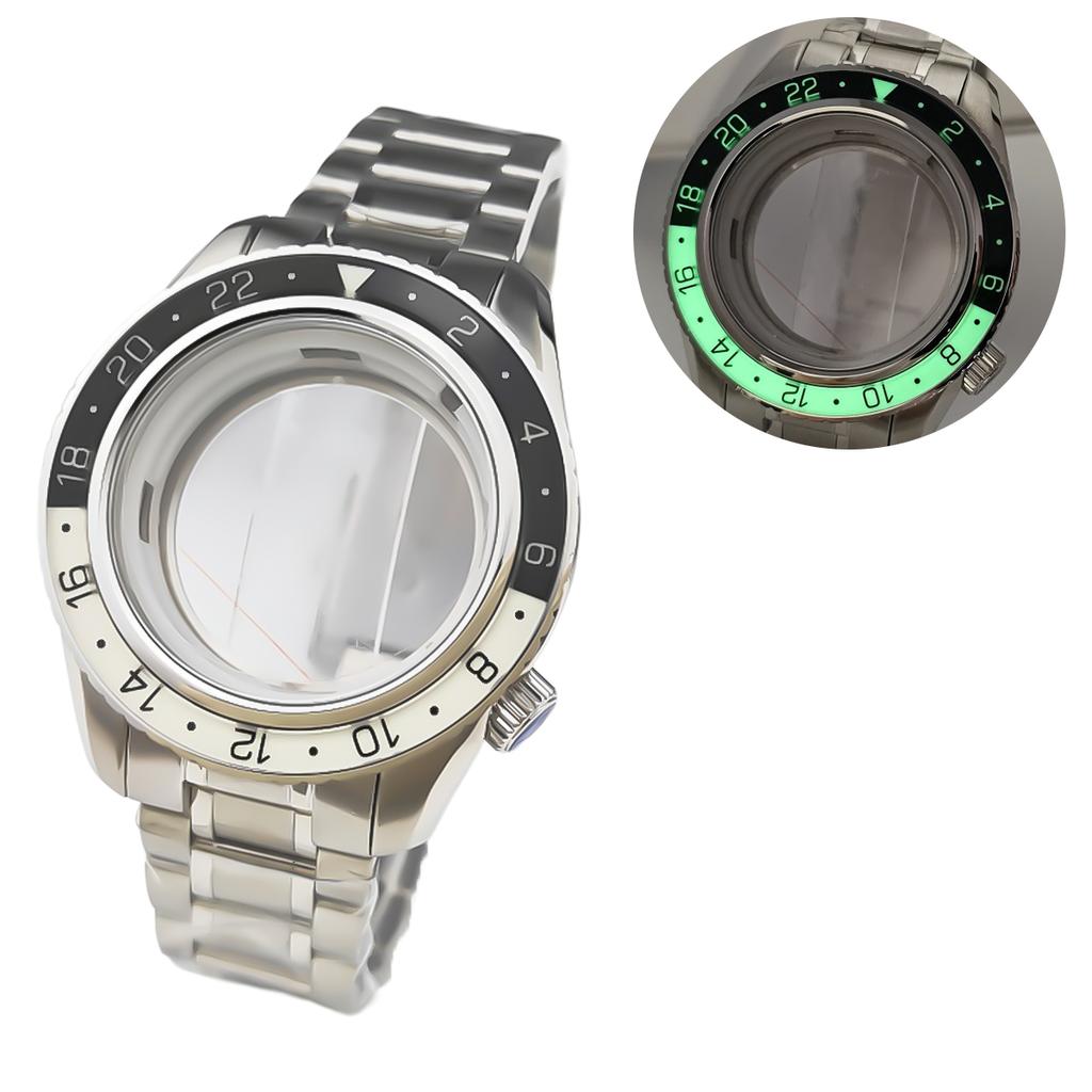 44mm Watch Bezel Case Strap Fit 32mm Dial For Seiko Grand GMT NH35/34/36/4R35A/4R36A Automatic Movement Sapphire Mod Parts