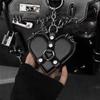 Y2K Rivet Heart Bag Charm Punk Gothic Leather Heart Keychain Black Red Bag Pendant Bag Hanging