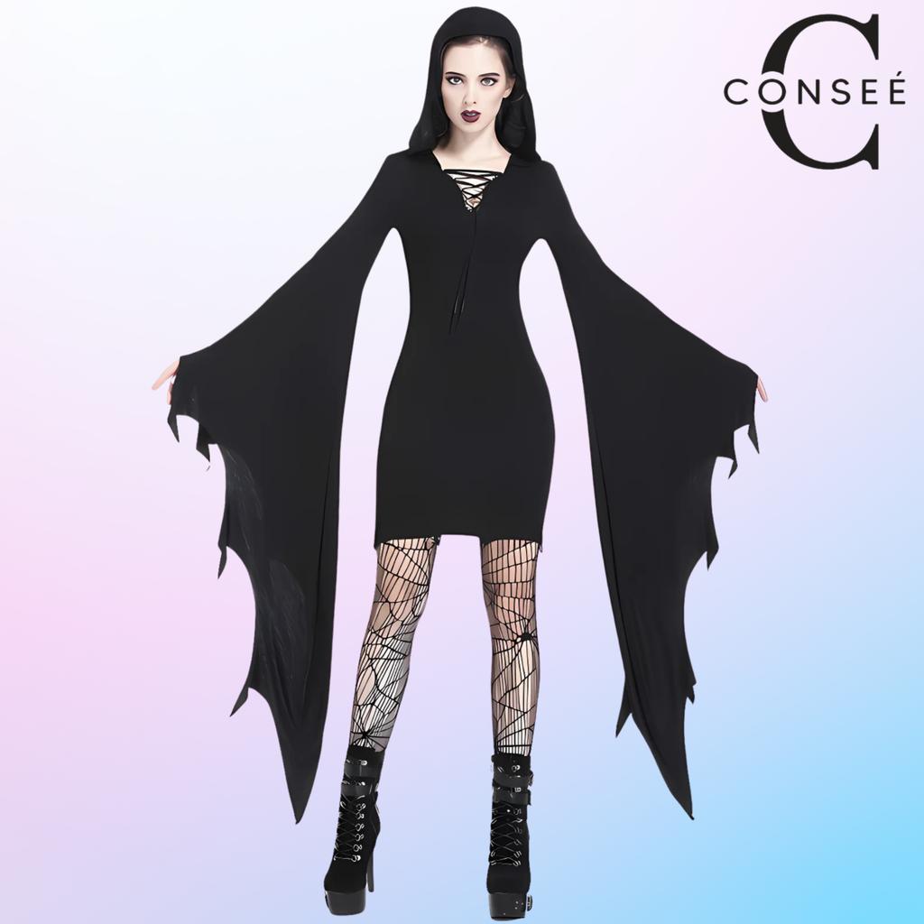 Black Gothic Bat Dress Clothing Vampire Costume Witch Costume