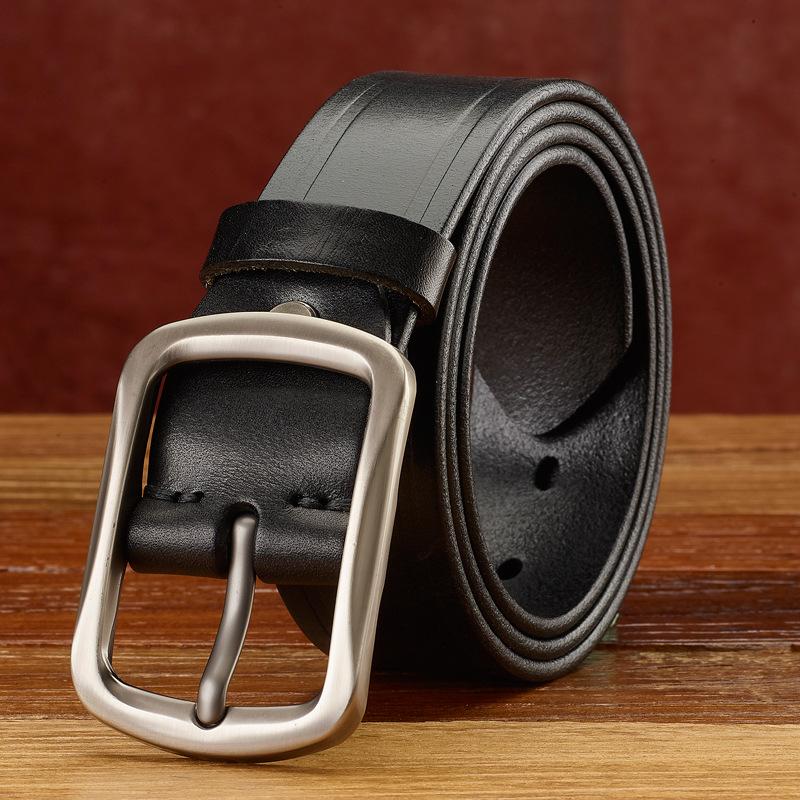 Handmade Retro Men's Leather Belt Casual First Layer Pure Cowhide Alloy Buckle Personalized Leather Jeans Belt