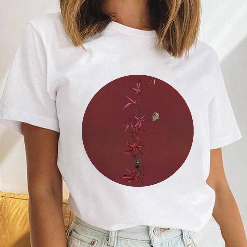 

Lady Graphic T-Shirts Simple Top Female Tee Summer Short Sleeve Cartoon Creative Trend Style Women T Shirt Printed Fashion S білий