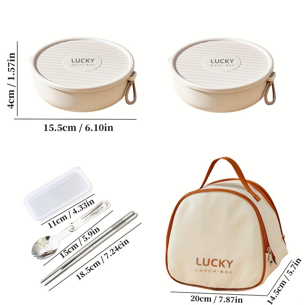 WORTHBUY Plastic/304 Stainless Steel Lunch Box For Student Kids Portable Microwave Round Leak-proof Fruit Salad Lunch Container