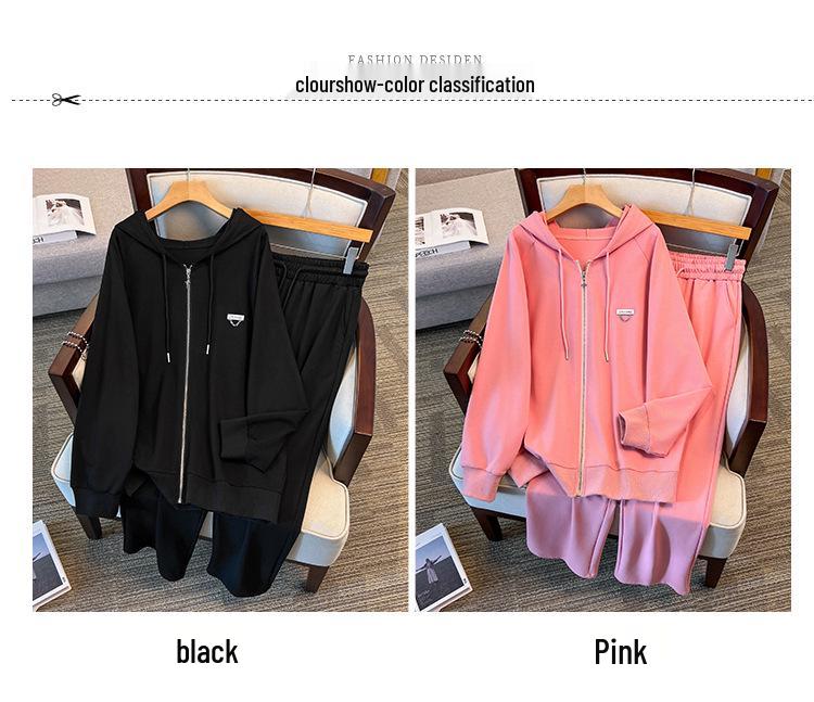 Women’s Plus Size Fashionable Slimming Hoodie and Pants Casual Set 7338