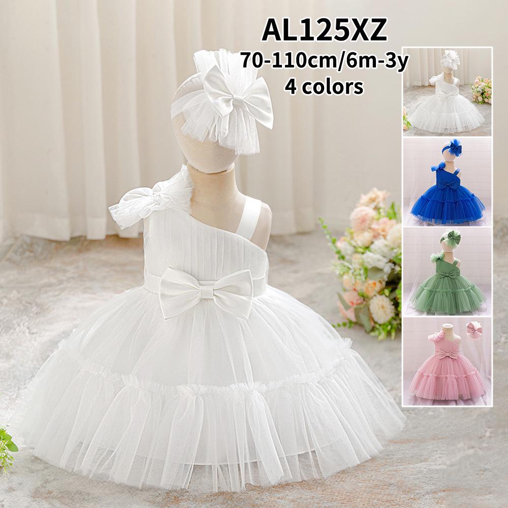 Girls' White Lace Christening Gown - First Birthday Princess Dress