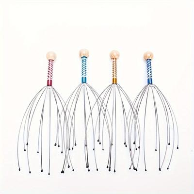 Octopus-Inspired Scalp Massager - Stainless Steel, Ultimate Relaxation & Itch Relief, Random Color Selection