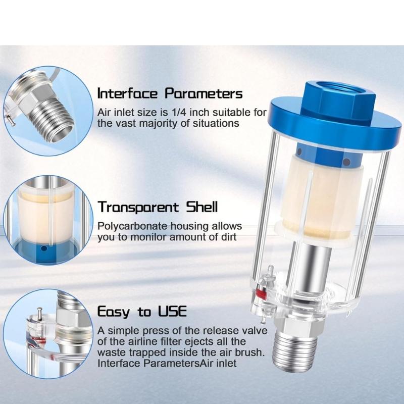 1/4inch NPT Professional Oil Water Separation Filter Pneumatic Parts for Sprays Paint Air Line Compressor Fitting