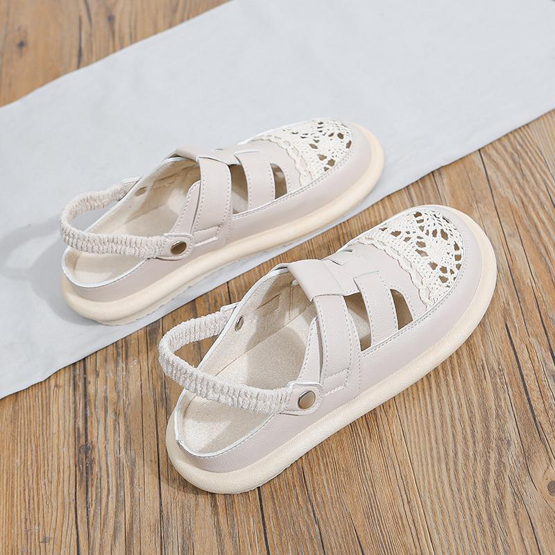 2025New Summer Hollow Breathable Mesh Ladies Shoes Literary Retro Flat Shoes Women's Sandals Shoes