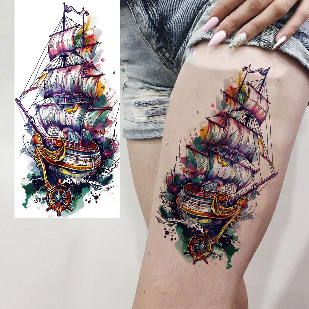 1 Sheet 3D Watercolor Universe Planets Temporary Tattoos For Men Women Long Lasting Waterproof Fake Tattoo Sticker Body Arm Art