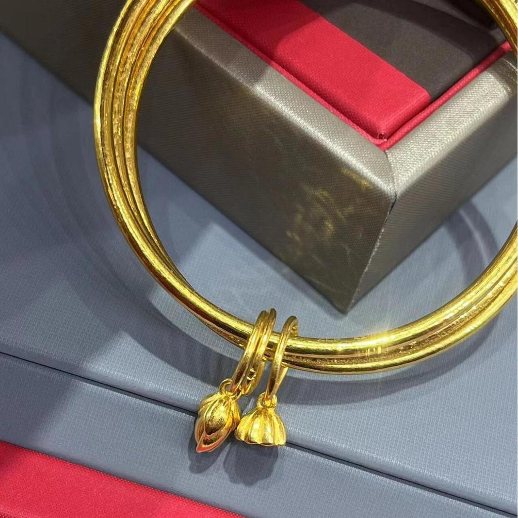 Shajin Jewelry Lotus Pod Bangle: Three Lives, Three Worlds Fu Character - Luxury Women's Imitation Gold Accessory.