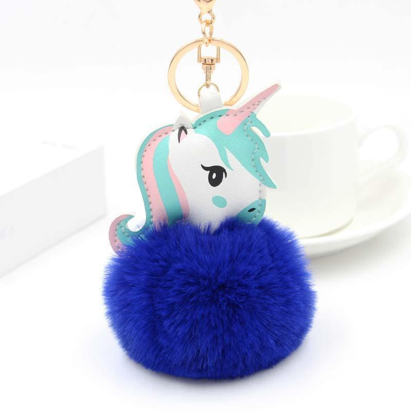 Colorful Unicorn Pompon Keychain: Small Gift, Car or Backpack Pendant Charm