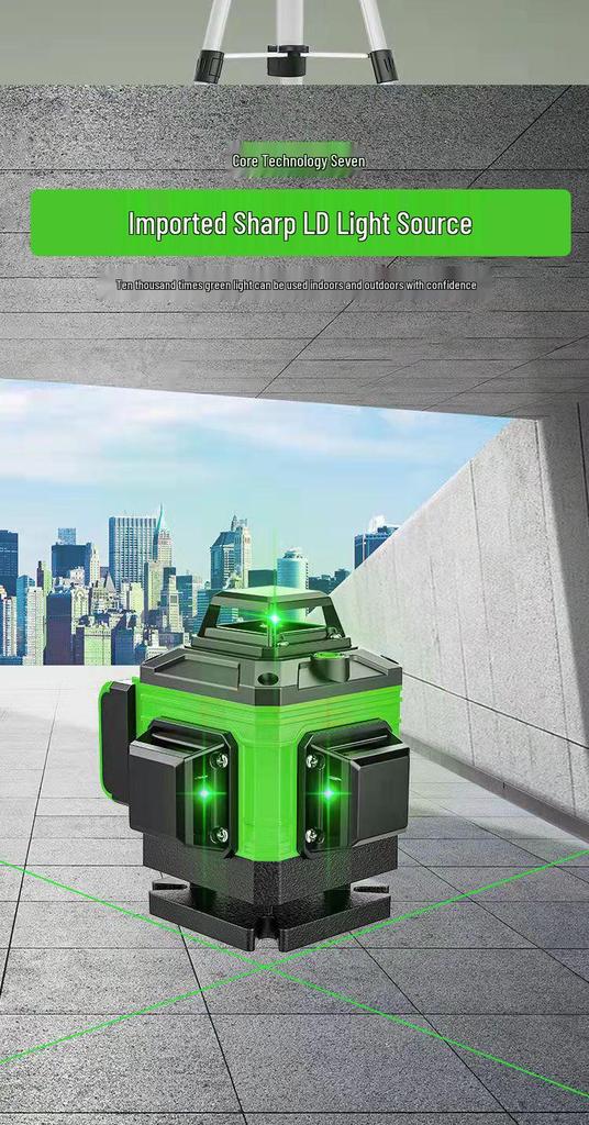 12-Line Green Laser Level: High-Precision, Strong Light, Automatic Wall/Floor-Sticking Instrument