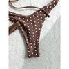 Retro Polka Dot and Solid Color Triangle Bikini Set