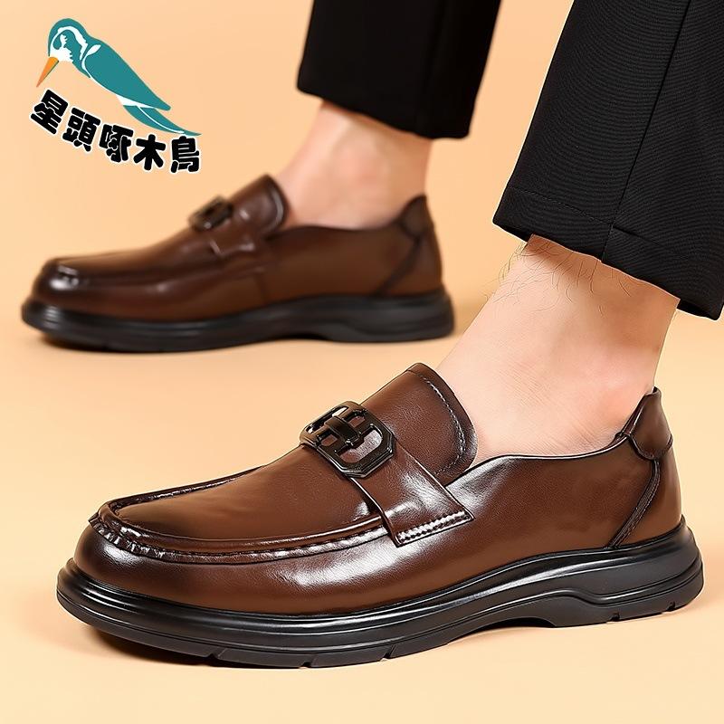 2025 autumn and winter leather shoes soft leather men's shoes soft soles men's business casual shoes summer English leather shoes