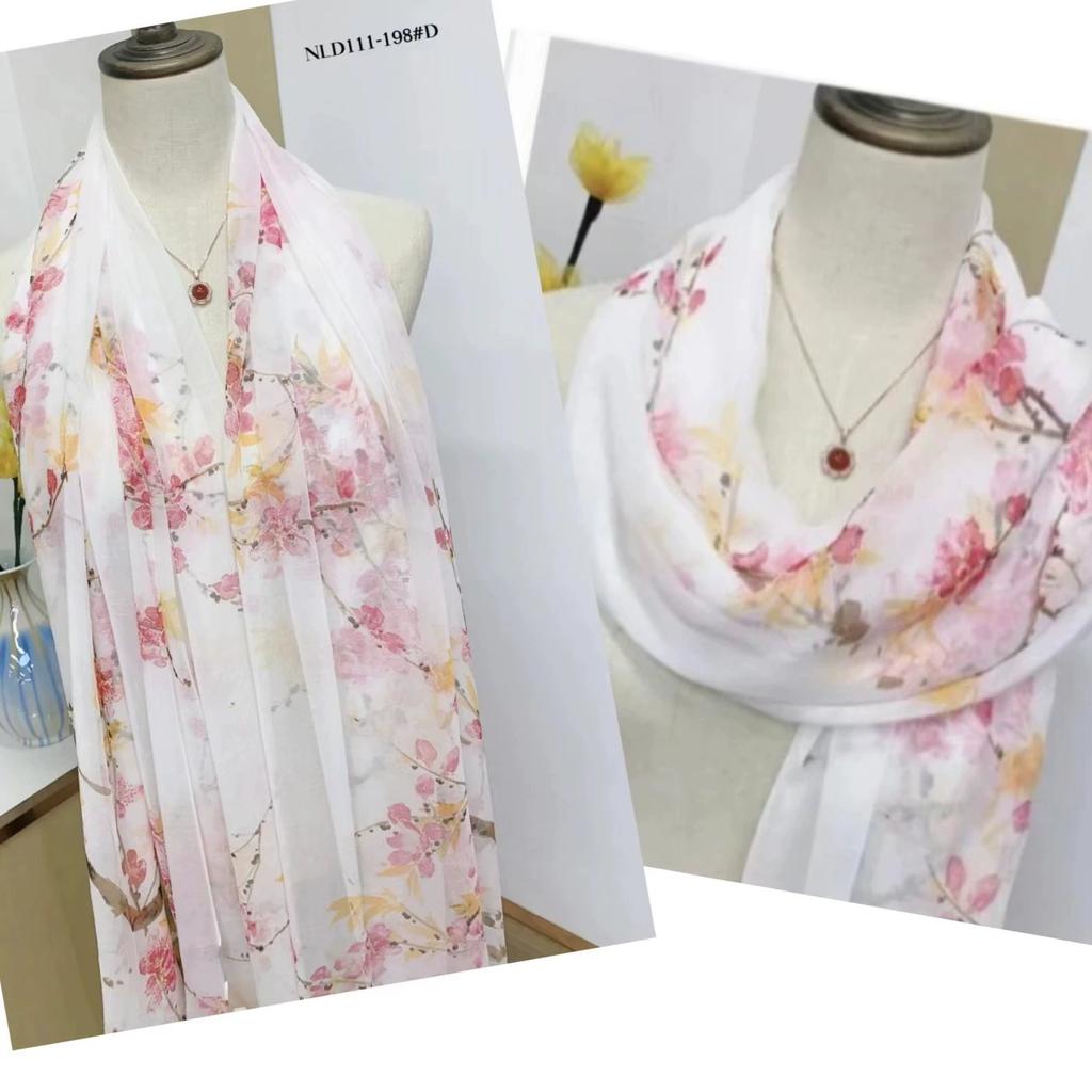 Silk Scarf Women Hijab Pashmina Long Beach Stoles Shawl Wrap Headbands Spring Warm Scarves Bandana Ladies Neckscarf Foulard