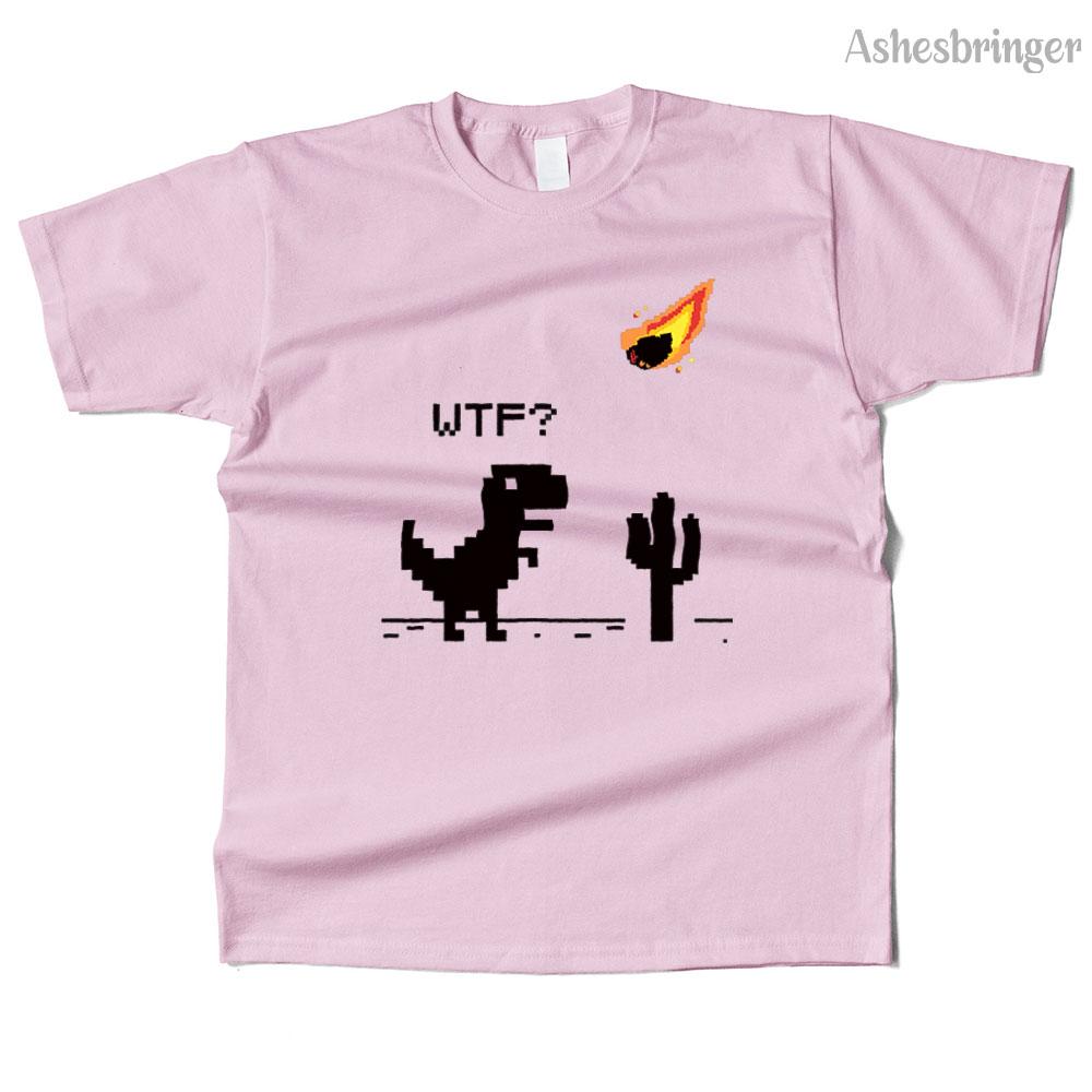 Mens Cotton WTF??? 8 Bit Graphic Funny T-REX T Shirt Street Casual Style Tee for Men and Women
