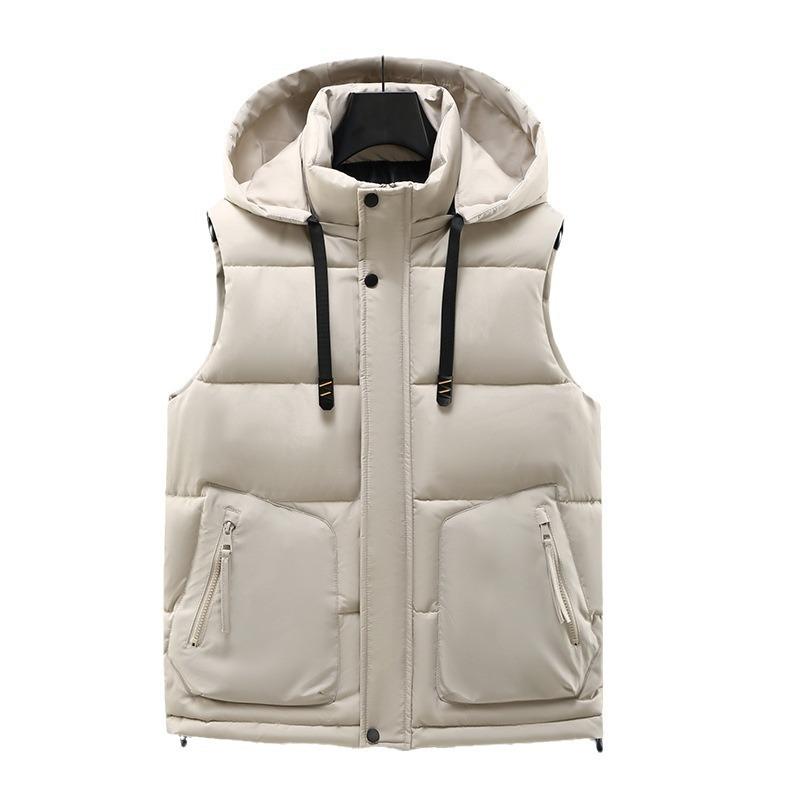 Young and young autumn and winter men's trendy cotton vest removable hat thickened casual warm vest vest vest fashion jacket
