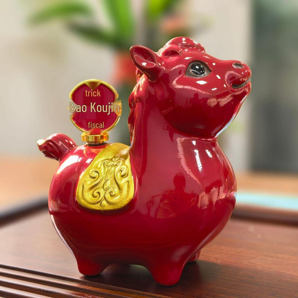 Festive Red Horse Money Ornament Pair - Lucky Resin Decoration for Office or Entrance