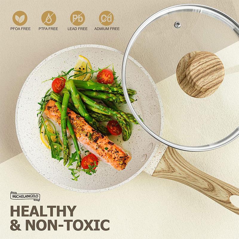8/10 Zoll Omelettpfanne Pfanne Antihaft Keramik Bratpfanne mit Deckel Ungiftig Küchen Kochgeschirr Kochpfanne Induktionskompatible Pfanne