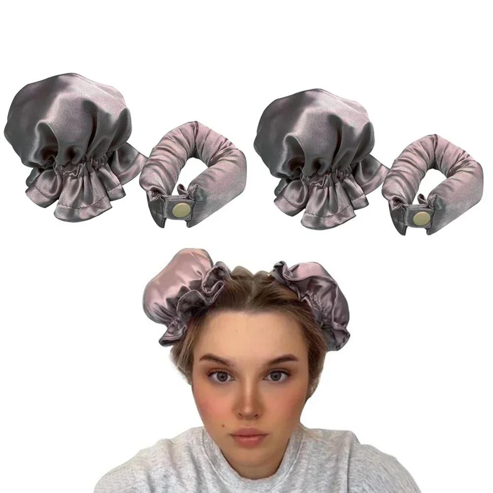 Heatless Hair Curler Satin Sleeping Cap Set No Heat Hair Rollers Curling Rod Headband Soft Curlers Lazy Curls Bonnet Night Hat